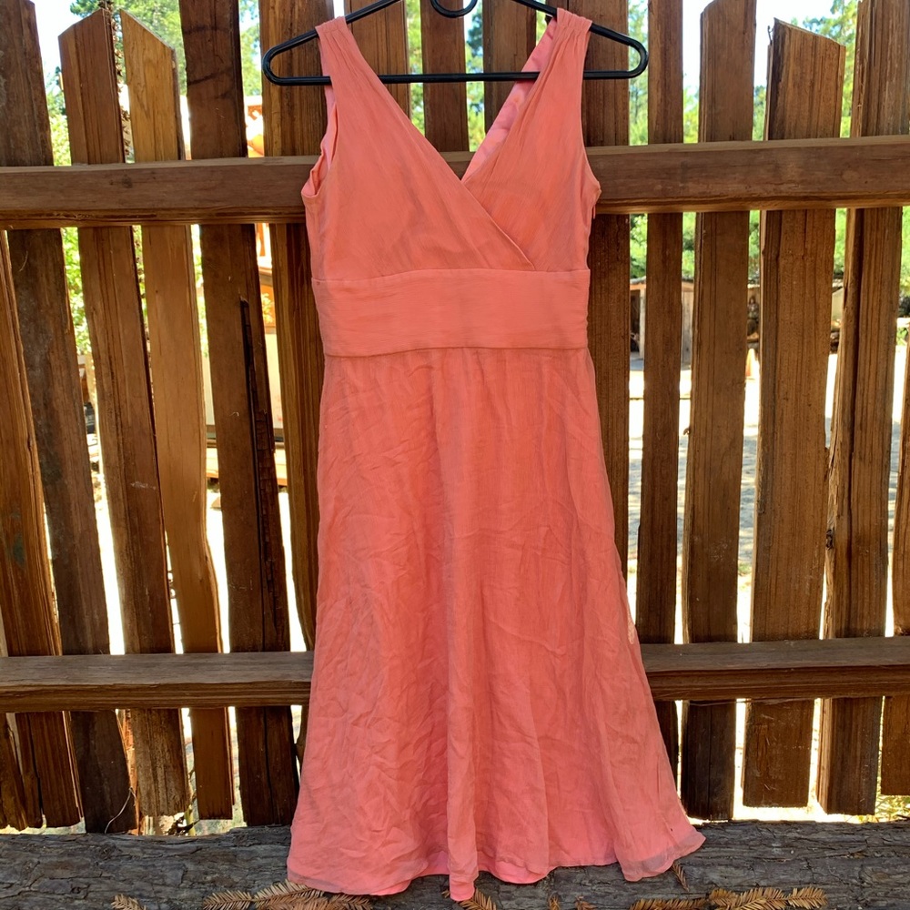 J. Crew vintage silk coral side zip fully lined flowy mid length dress - Picture 7 of 16